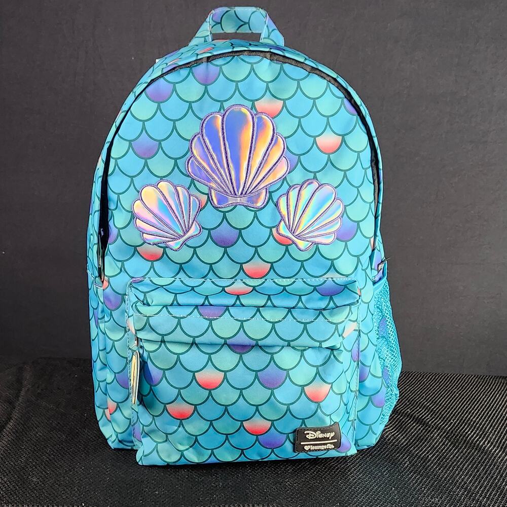 Loungefly Little Mermaid Heart Logo Backpack • 2018 • NWT • VHTF • Ariel Dongle